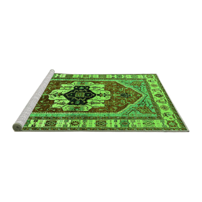 Sideview of Machine Washable Persian Green Traditional Area Rugs, wshurb2372grn