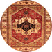 Round Machine Washable Persian Orange Traditional Area Rugs, wshurb2372org