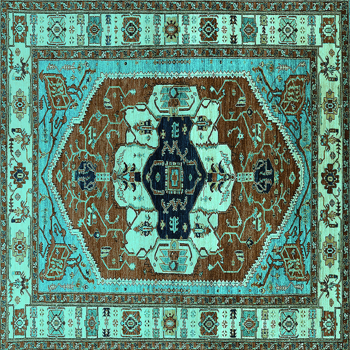 Square Persian Turquoise Traditional Rug, urb2372turq