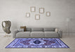 Machine Washable Persian Blue Traditional Rug in a Living Room, wshurb2372blu