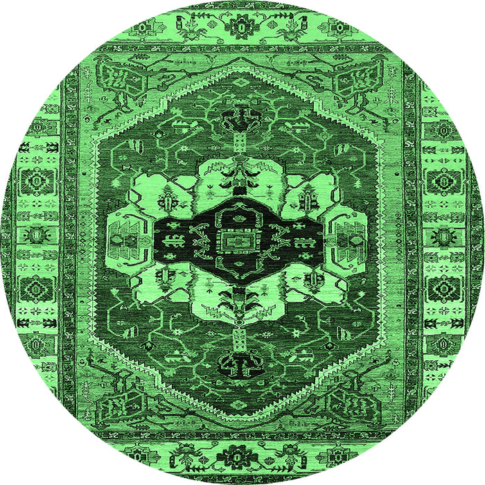 Round Persian Emerald Green Traditional Rug, urb2372emgrn