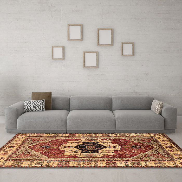 Machine Washable Persian Brown Traditional Rug in a Living Room,, wshurb2372brn