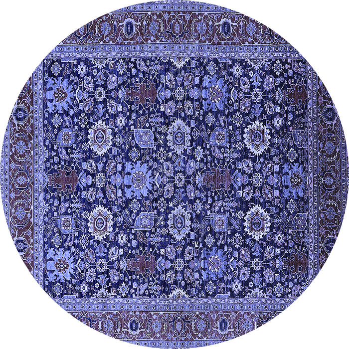 Round Oriental Blue Industrial Rug, urb2373blu