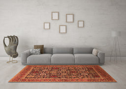 Machine Washable Oriental Orange Industrial Area Rugs in a Living Room, wshurb2373org