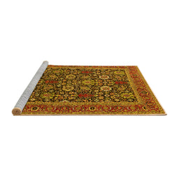 Sideview of Machine Washable Oriental Yellow Industrial Rug, wshurb2373yw