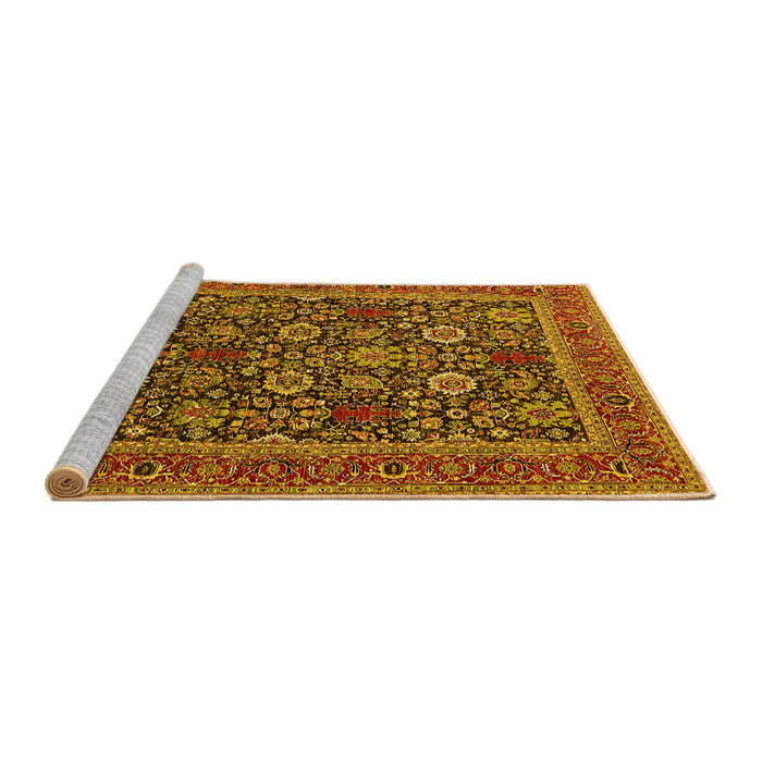 Sideview of Machine Washable Oriental Yellow Industrial Rug, wshurb2373yw