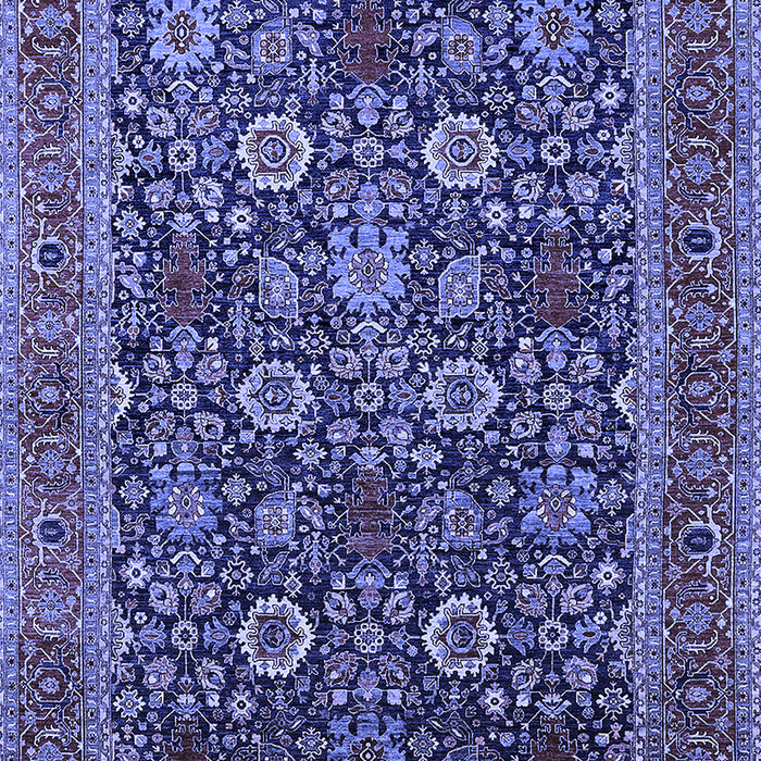 Machine Washable Oriental Blue Industrial Rug, wshurb2373blu