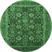 Round Oriental Emerald Green Industrial Rug, urb2373emgrn