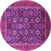 Round Machine Washable Oriental Pink Industrial Rug, wshurb2373pnk