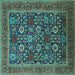 Square Oriental Turquoise Industrial Rug, urb2373turq