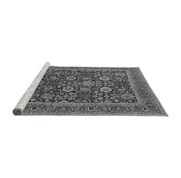 Sideview of Machine Washable Oriental Gray Industrial Rug, wshurb2373gry