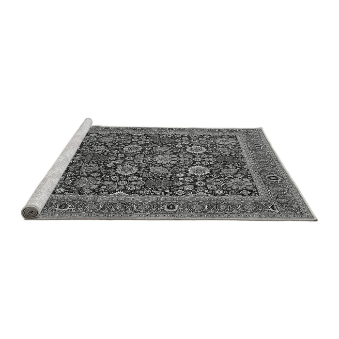 Sideview of Machine Washable Oriental Gray Industrial Rug, wshurb2373gry