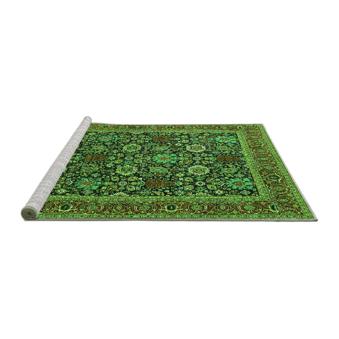 Sideview of Machine Washable Oriental Green Industrial Area Rugs, wshurb2373grn