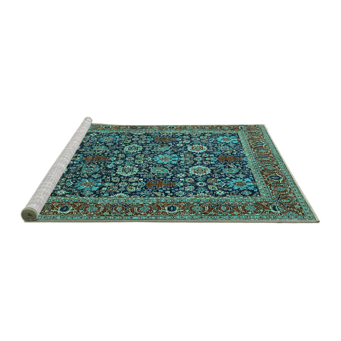 Sideview of Machine Washable Oriental Turquoise Industrial Area Rugs, wshurb2373turq