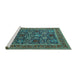 Sideview of Machine Washable Oriental Turquoise Industrial Area Rugs, wshurb2373turq