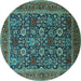 Round Oriental Turquoise Industrial Rug, urb2373turq