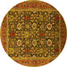 Round Oriental Yellow Industrial Rug, urb2373yw