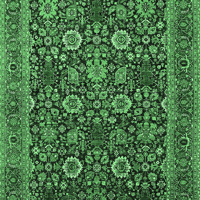 Machine Washable Oriental Emerald Green Industrial Area Rugs, wshurb2373emgrn