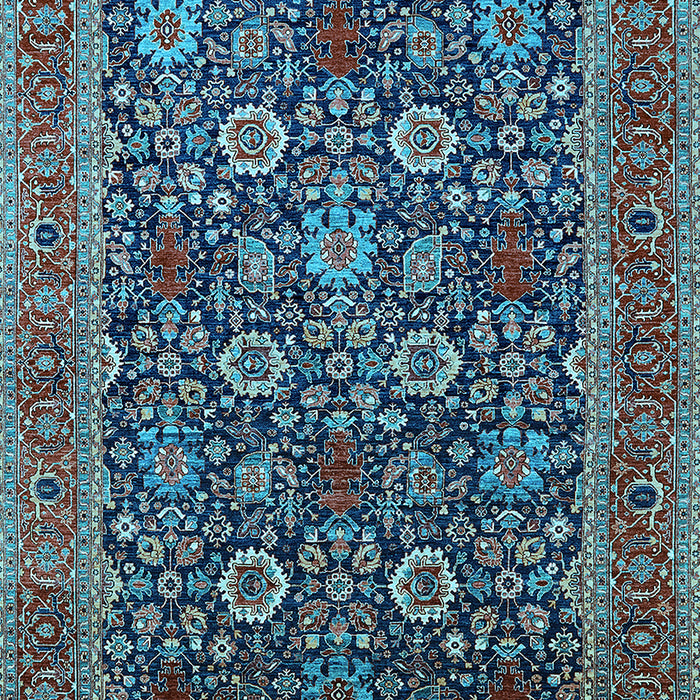 Machine Washable Oriental Light Blue Industrial Rug, wshurb2373lblu