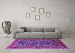 Machine Washable Oriental Purple Industrial Area Rugs in a Living Room, wshurb2373pur