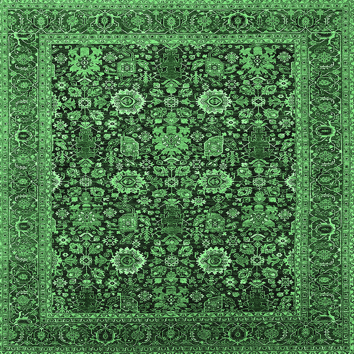 Square Machine Washable Oriental Emerald Green Industrial Area Rugs, wshurb2373emgrn