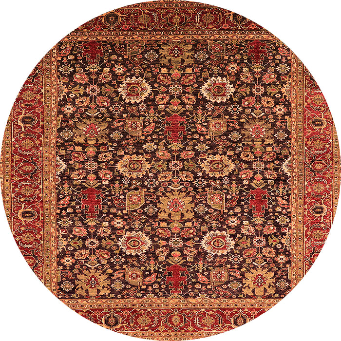 Round Oriental Orange Industrial Rug, urb2373org