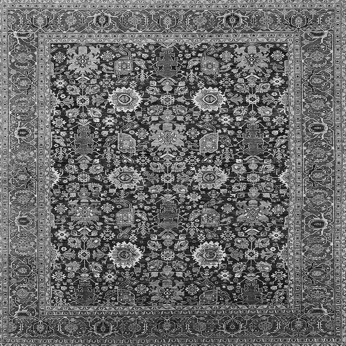 Square Machine Washable Oriental Gray Industrial Rug, wshurb2373gry