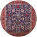 Round Mid-Century Modern Plum Purple Oriental Rug, urb2373