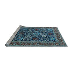 Sideview of Machine Washable Oriental Light Blue Industrial Rug, wshurb2373lblu