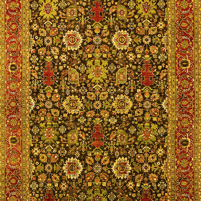 Machine Washable Oriental Yellow Industrial Rug, wshurb2373yw