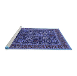 Sideview of Machine Washable Oriental Blue Industrial Rug, wshurb2373blu