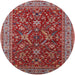 Round Machine Washable Industrial Modern Red Rug, wshurb2374