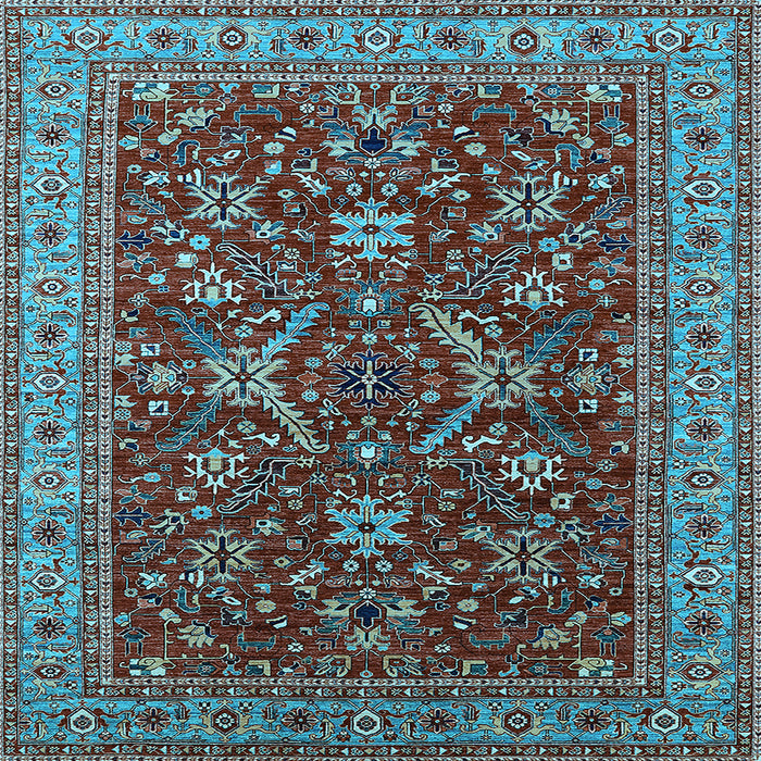 Square Oriental Light Blue Industrial Rug, urb2374lblu