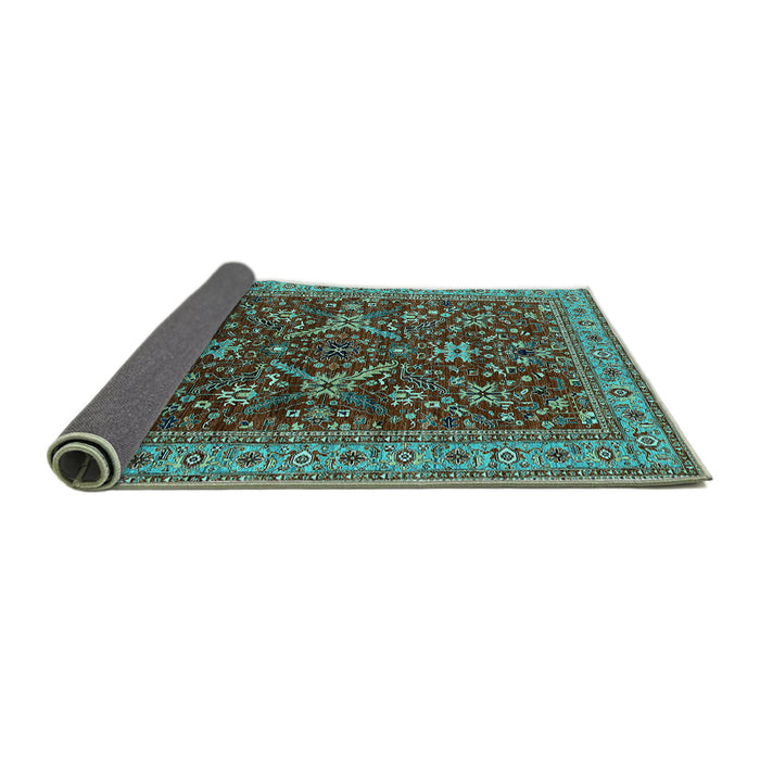 Sideview of Oriental Turquoise Industrial Rug, urb2374turq