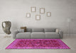 Machine Washable Oriental Pink Industrial Rug in a Living Room, wshurb2374pnk