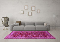 Machine Washable Oriental Pink Industrial Rug, wshurb2374pnk