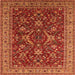 Square Machine Washable Oriental Orange Industrial Area Rugs, wshurb2374org