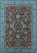 Machine Washable Oriental Light Blue Industrial Rug, wshurb2374lblu