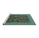 Sideview of Machine Washable Oriental Turquoise Industrial Area Rugs, wshurb2374turq