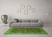 Machine Washable Oriental Green Industrial Area Rugs in a Living Room,, wshurb2374grn