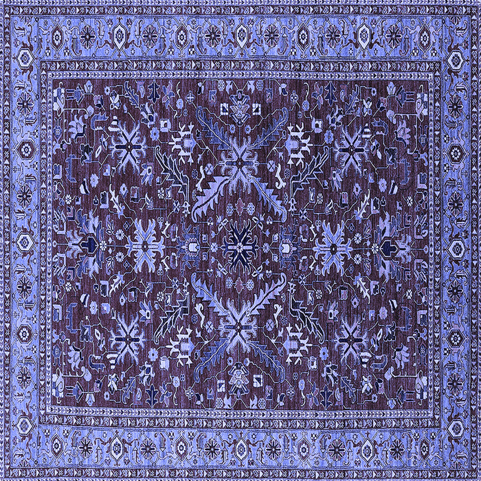 Square Machine Washable Oriental Blue Industrial Rug, wshurb2374blu