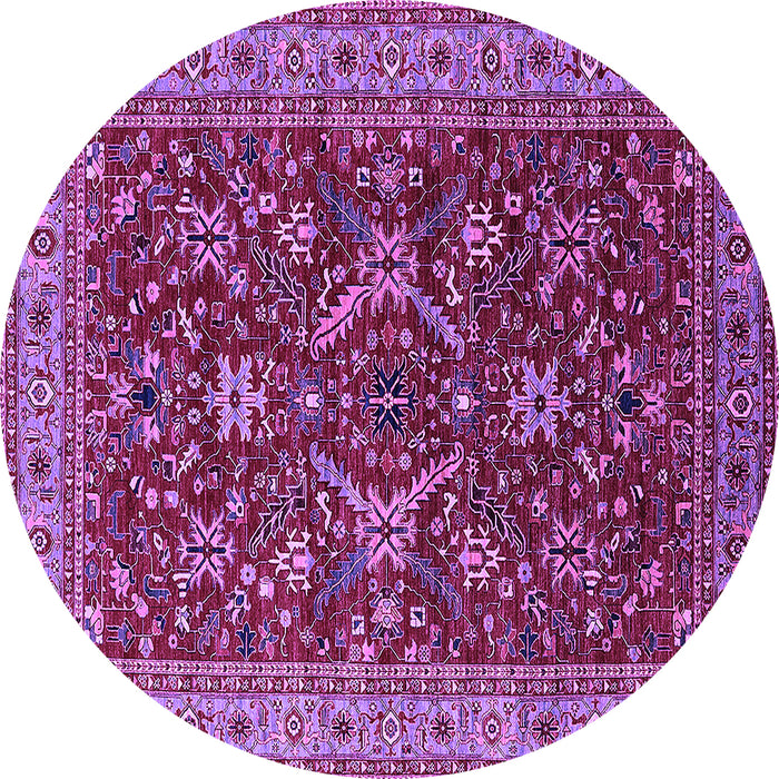 Round Machine Washable Oriental Purple Industrial Area Rugs, wshurb2374pur