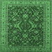 Square Machine Washable Oriental Emerald Green Industrial Area Rugs, wshurb2374emgrn