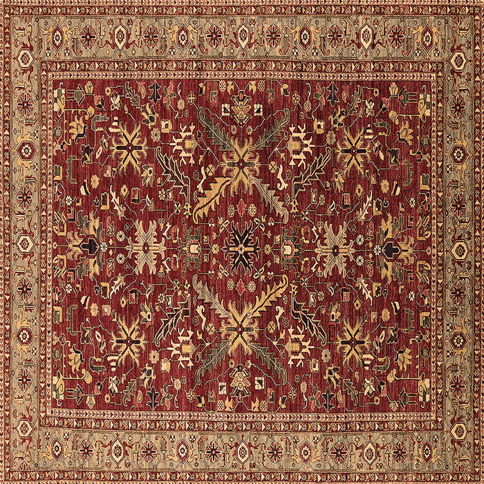 Square Machine Washable Oriental Brown Industrial Rug, wshurb2374brn