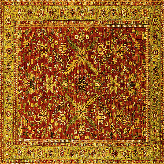 Square Machine Washable Oriental Yellow Industrial Rug, wshurb2374yw
