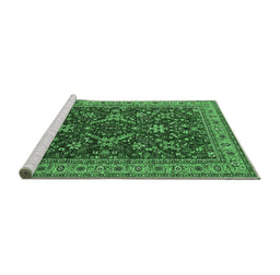 Sideview of Machine Washable Oriental Emerald Green Industrial Area Rugs, wshurb2374emgrn