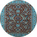 Round Oriental Light Blue Industrial Rug, urb2374lblu