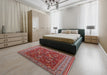 Mid-Century Modern Red Oriental Rug in a Bedroom, urb2374