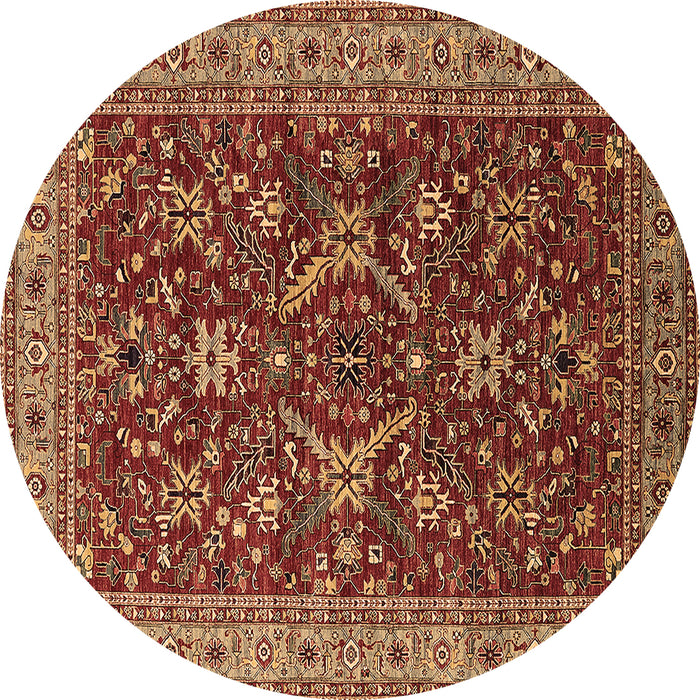 Round Oriental Brown Industrial Rug, urb2374brn