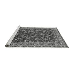 Sideview of Machine Washable Oriental Gray Industrial Rug, wshurb2374gry